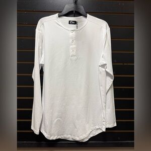 Chemise Zyia Active Homme 2XL Blanc Manches Longues Coton Extensible Henley